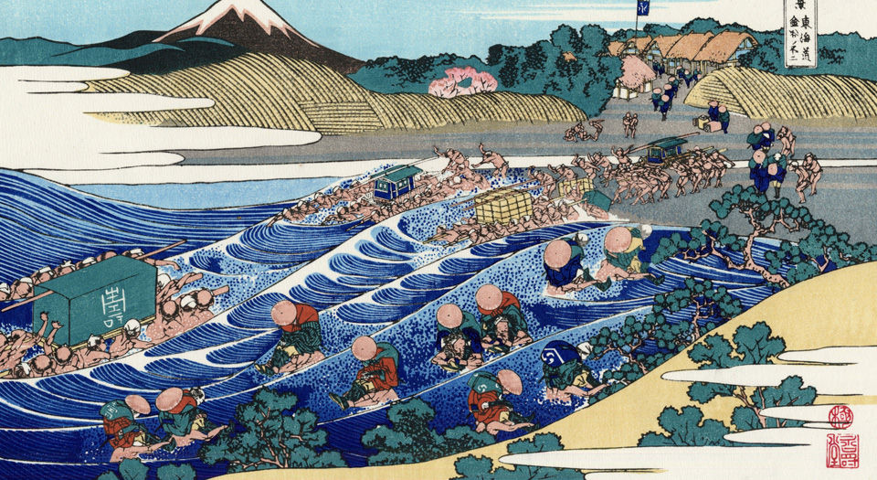 大錦 富嶽三十六景 北斎 手摺木版画 「東海道江尻田子の浦略図」 浮世絵作品シート（額付き）【正光画廊・5000点出品中！-